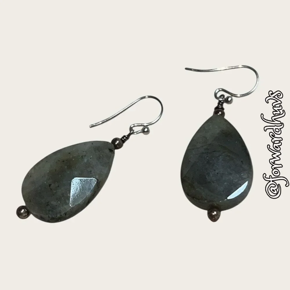 Faceted *Labradorite Stone Dangle Earrings – Elegant